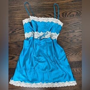 GORGEOUS ocean blue silky lingerie slip dress